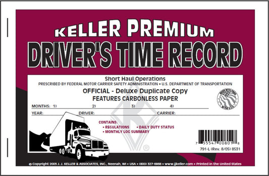 Driver's Exemption Log, Short-Haul Operations #8531 (791-L) Front Cover