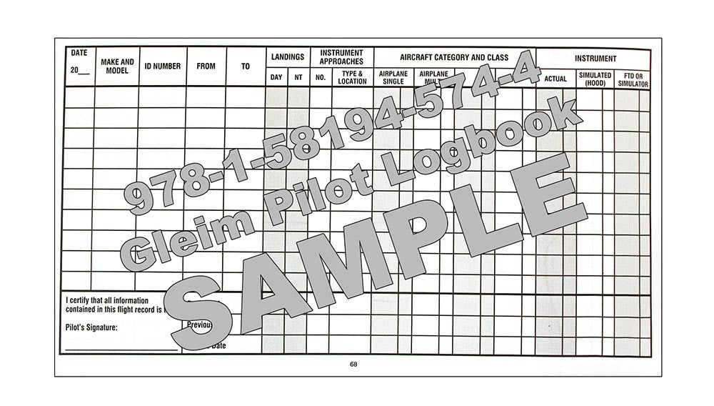 Gleim Pilot Log Book - sample