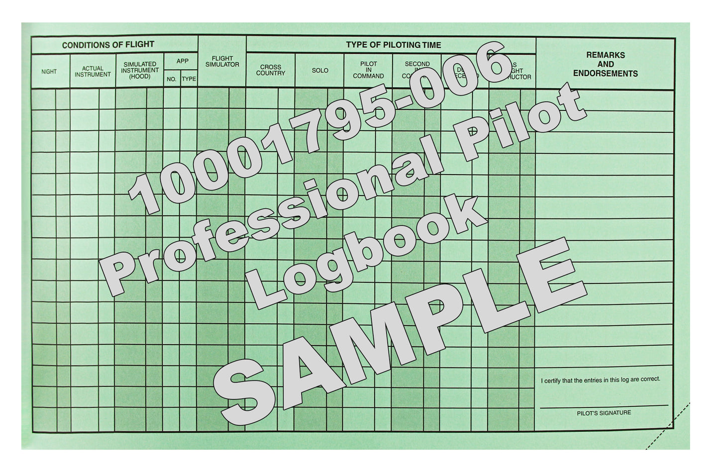 Jeppesen Professional Pilot Logbook - Sample