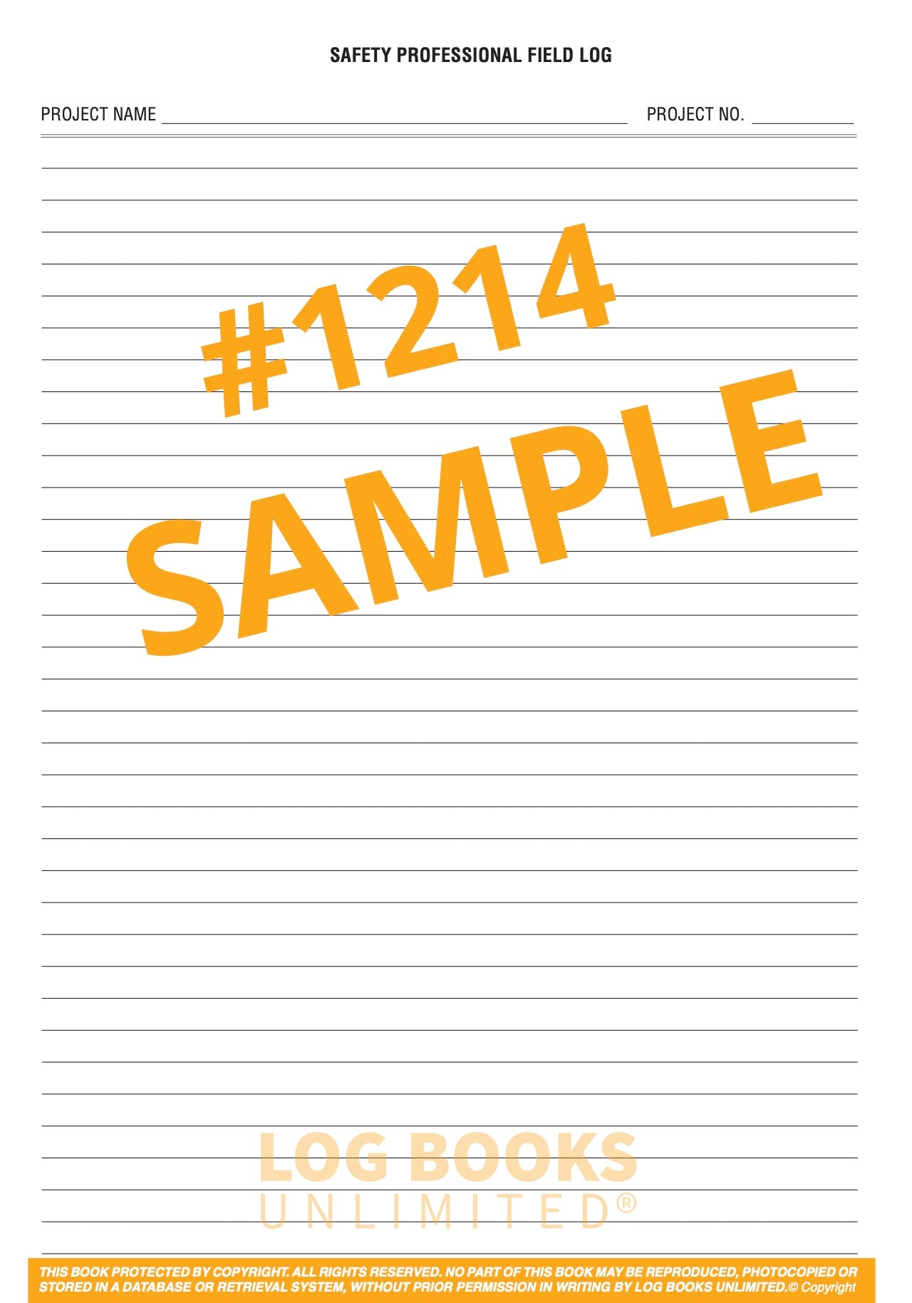 Safety Professional Field Log Book #1214 Sample Page Back